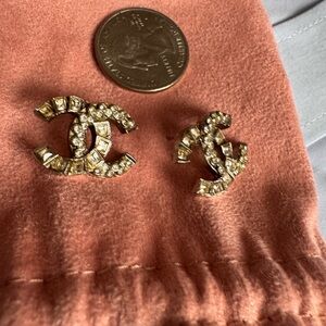 CHANEL Silver Crystal Earrings